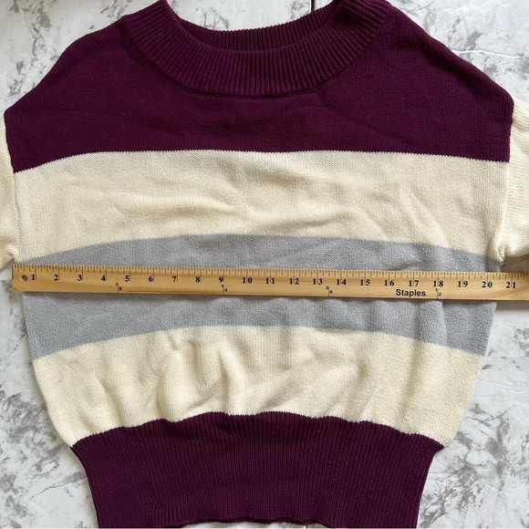 Lucky Sweater Color Block Sweater Maroon Ivory and Grey Women’s Size Small - Picture 4 of 13